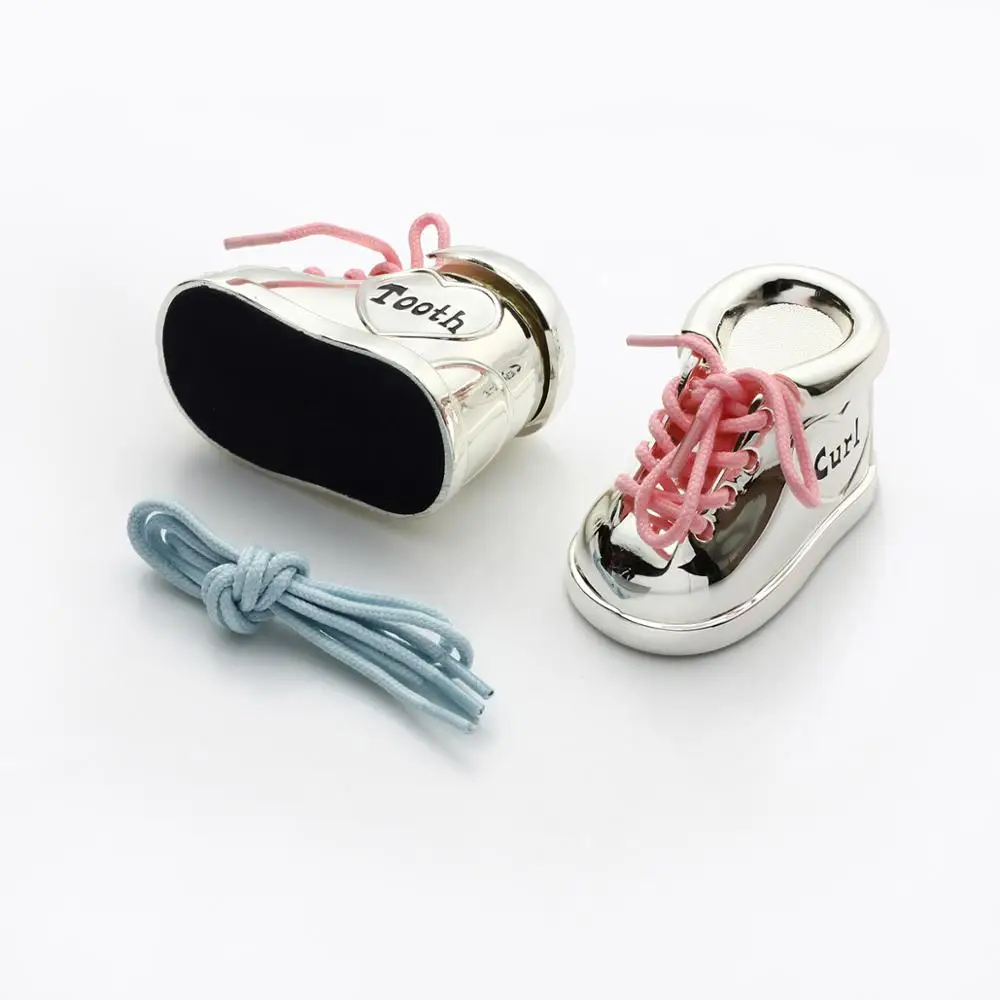 Silver Baby First Tooth and Curl Hair Keepsake Box Milk Teeth Storage Box for Boys and Girls Kids Birthday Present