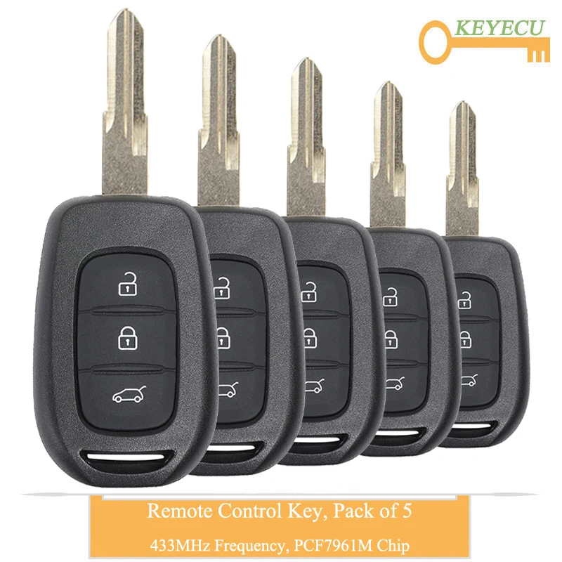 KEYECU 5 шт. удаленного Управление ключи для Renault Dacia Duster 2013, Fob 3 кнопки-433 МГц-PCF7961M чип