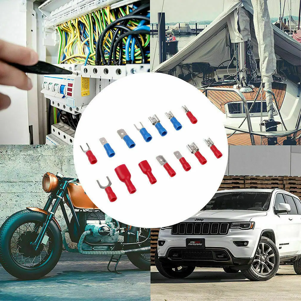 280/480/1200pcs Insulated Cable Connector Electrical Wire Assorted Crimp Spade Butt Ring Fork Set Ring Lugs Rolled Terminals Kit 280/480/1200pcs Insulated Cable Connector Electrical Wire Assorted Crimp Spade Butt Ring Fork Set Ring Lugs Rolled Terminals Kit
