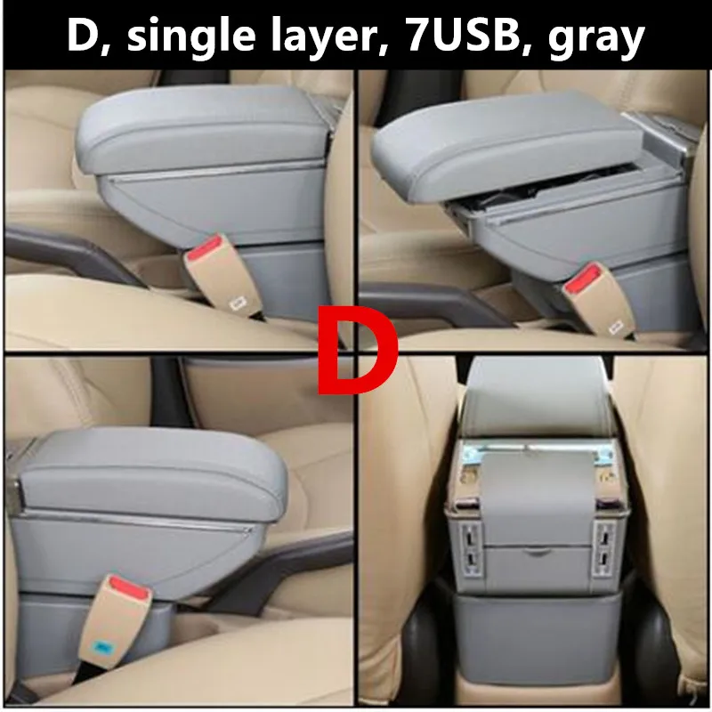 D style gray Самое большое пространство+ роскошный+ USB автомобильный подлокотник коробка центральный ящик для хранения с подстаканником USB подходит для NISSAN SUNNY - Название цвета: D style gray
