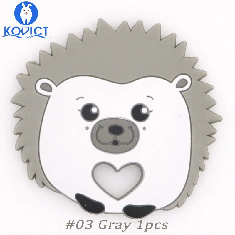 NO.03 Gray 1pcs Kovict Ежик, детский силиконовый прорезыватель, без еды, BPA, силиконовые прорезыватели, бусины для кормления, соска, зажим для грызунов, детский продукт - Цвет: NO.03 Gray 1pcs
