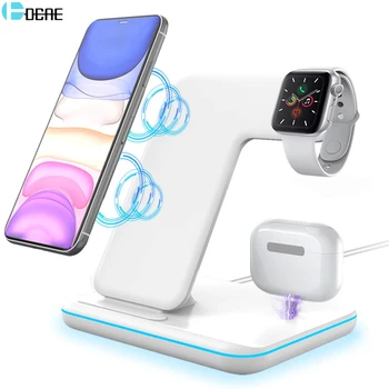 

DCAE 15W 3 in 1 Fast Charging Qi Wireless Charger Stand for Apple Watch 5 4 3 2 Airpods Pro iPhone 11 XS XR X 8 Samsung S20 S10