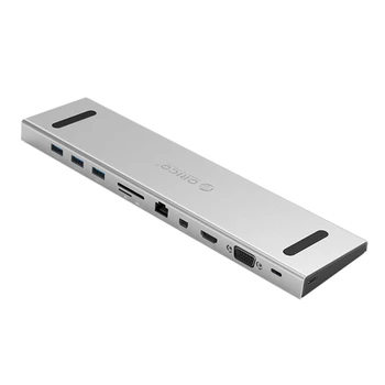 

ORICO 9 in 1 USB C HUB, Including Type-Cx1, USB3.0X3, HDMIx1, Mini DPx1, VGAx1, SD/TFx1, ox1, for PC Laptop