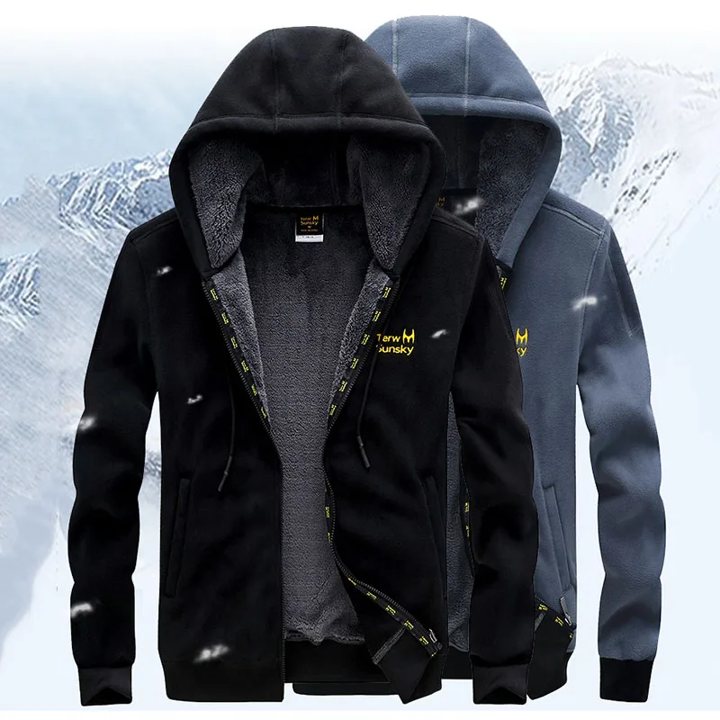 

Men Outdoor Winter Polar Fleece Jacket Thicken Thermal Windproof Warm Anti-Sweat Coats Climbing Skiing Sports Hooded Jackets