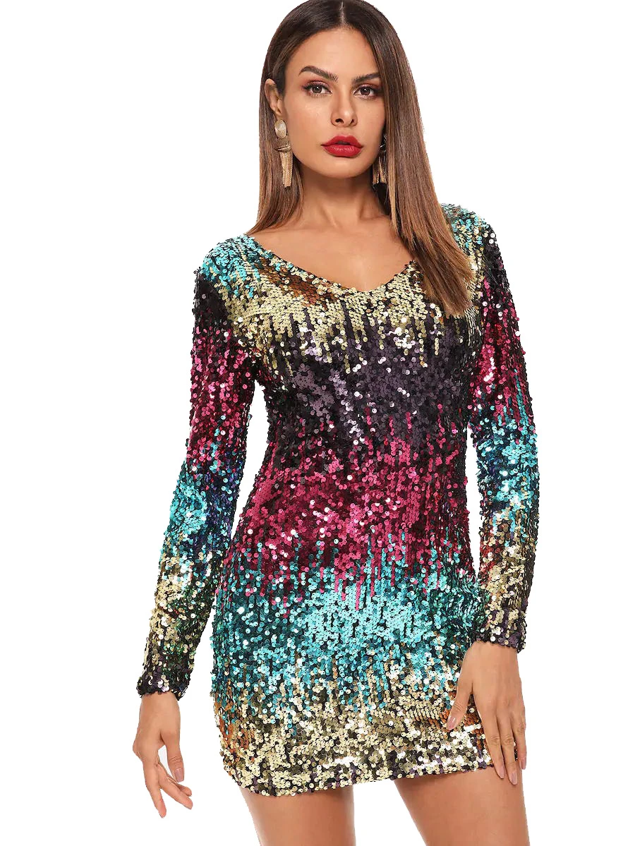 sequin dress colourful