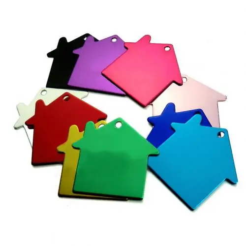 Random Color 10 шт. в форме дома металлический цвет ПЭТ DIY тег анти-потеря Labelss кулон ручной работы - Цвет: Random Color
