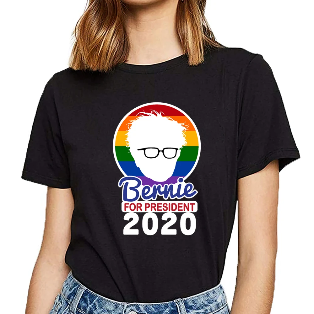 Женская футболка bernie sanders с радужным дизайном для president 2020 забавная белая