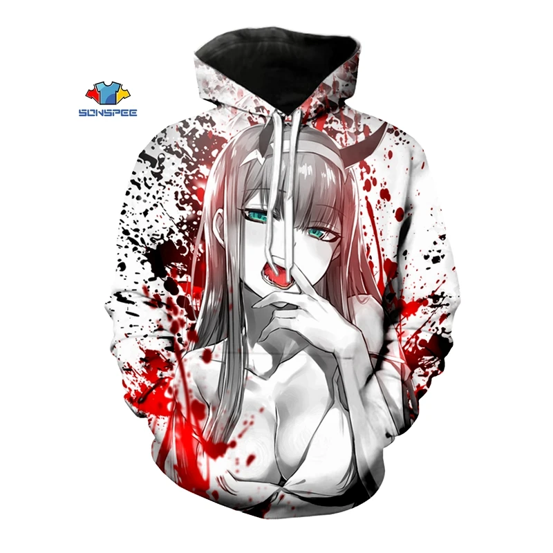 SONSPEE Новые повседневные модные футболки с коротким рукавом, 3D печать Аниме DARLING in the FRANXX Zero two мужские и женские футболки