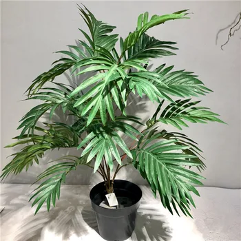 

70cm Artificial Realistic Green Plants Rare Palm Tree Branch Tropical Fake Theme Tree Silk Leaf Potted Hotel Office Home Deco