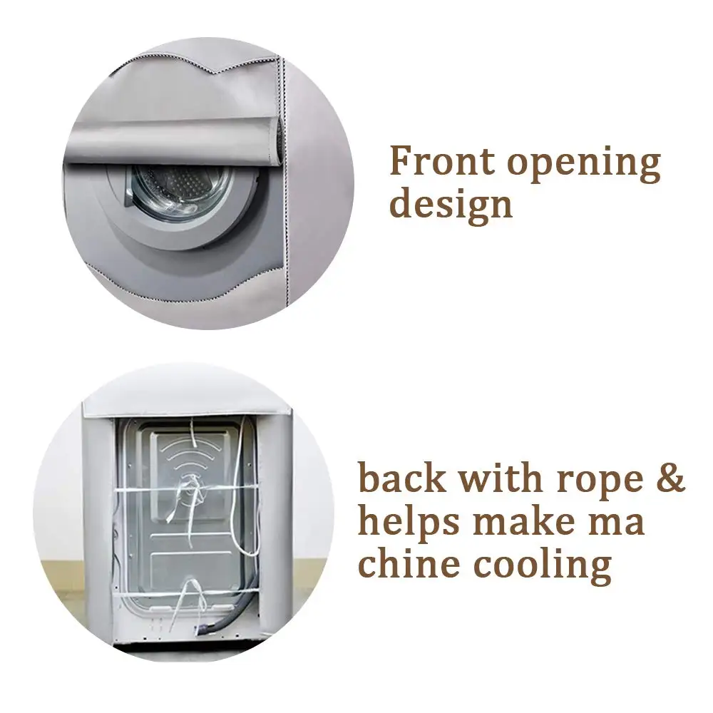  Washing Machine Cover Polyester Fibre Waterproof Front Load Laundry Dryer Cover Sunscreen Laundry S