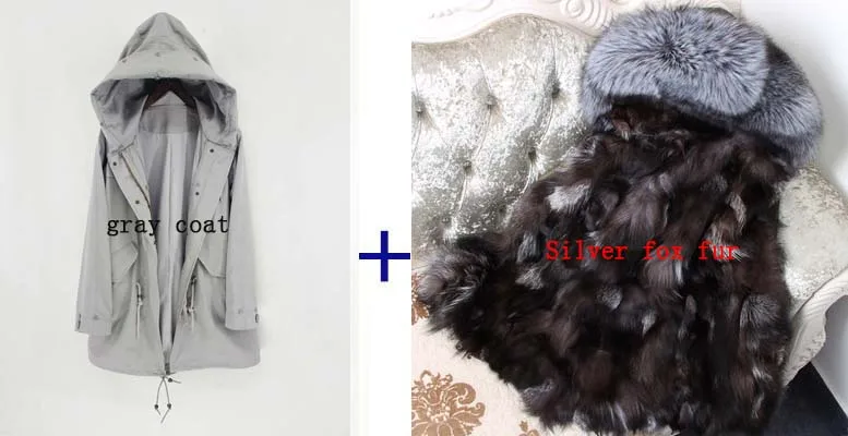 4 man's clothing long parka winter thick jacket real natural fur coat raccoon fur collar hooded fox fur liner warm outwear - Цвет: 4