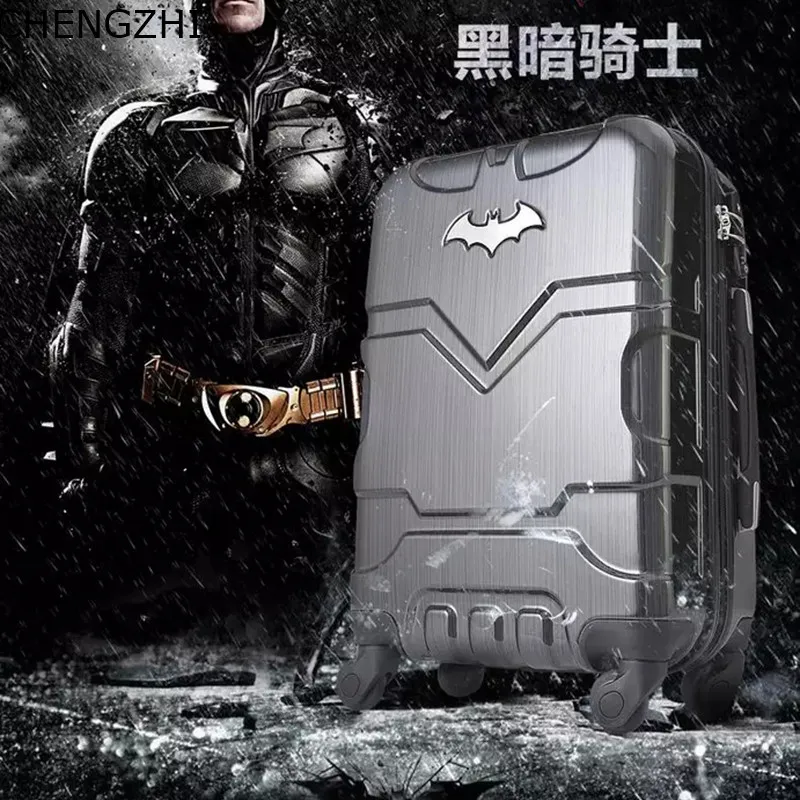 CHENGZHI 2" 24 дюймов Высокое качество Мультфильм супергерой Бэтмен чемодан на колёсиках spinner черный carry on trolley Дорожный чемодан на колесиках