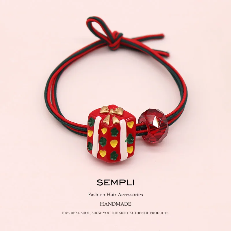 Gift Box Sempli, 22 вида, высокие нейлоновые резинки, рождественский сезон, колокольчик, эластичные резинки для волос, для женщин, девочек, Санта Клаус, Рождественская елка, головные уборы - Цвет: Gift Box