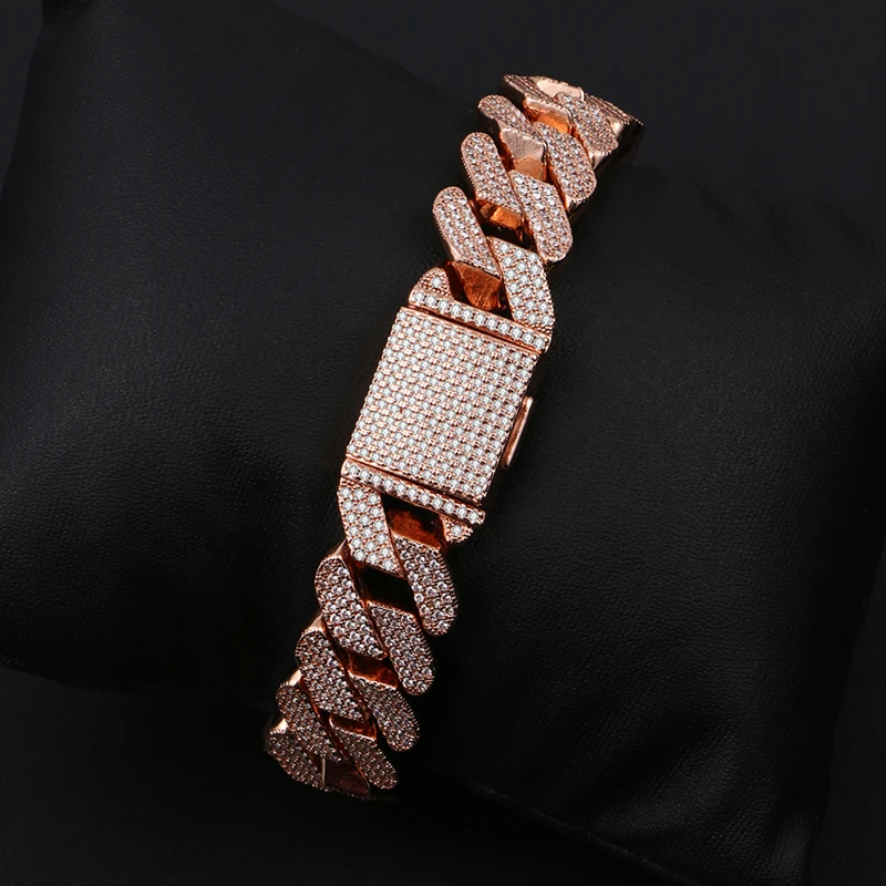 Высокое качество Bling Iced Out мужской Рэппер Браслет Полный Стразы Iced Out Pave мужской браслет кубинская звеньевая цепочка хип-хоп ювелирные изделия