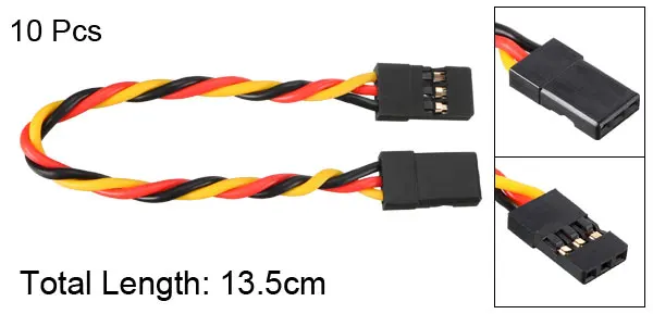 13.5cm 10PCS Uxcell 1/5/10 шт 3-контактный сервокабель-удлинитель Кабель Провод 22AWG 13,5-34 см M к M/M F RC Futaba JR анти-обратного 30/60 жилы провода - Цвет: 13.5cm 10PCS