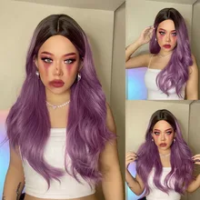 

HENRY MARGU Long Wavy Synthetic Wigs for Women Purple Dark Root Ombre Cosplay Wigs Natural Hair Wig Heat Resistant Cosplaysalon