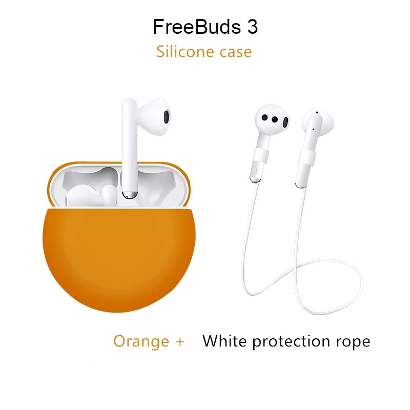 Orange Применим к huawei Freebuds3 Bluetooth гарнитура силиконовый чехол набор наушников+ анти-потеря веревки набор - Цвет: Orange