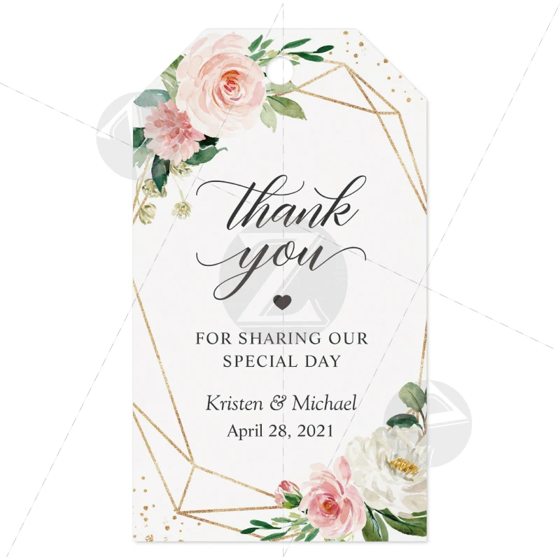 Custom Tags, Personalized Wedding Tags with Hole, Candy Favors Gift Boxes, Cupcake Tags, Thank You, 100 Pieces