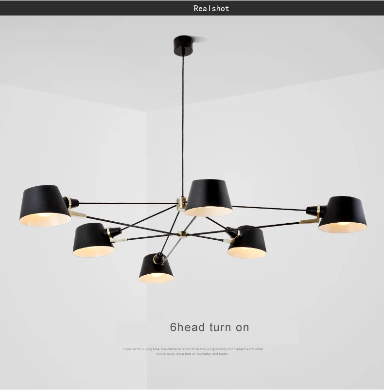 Nordic Chandelier Lighting/Lamp Modern Living Room Hanging Light Fixture Black Suspension Lamps For Dinning Room Bedroom
