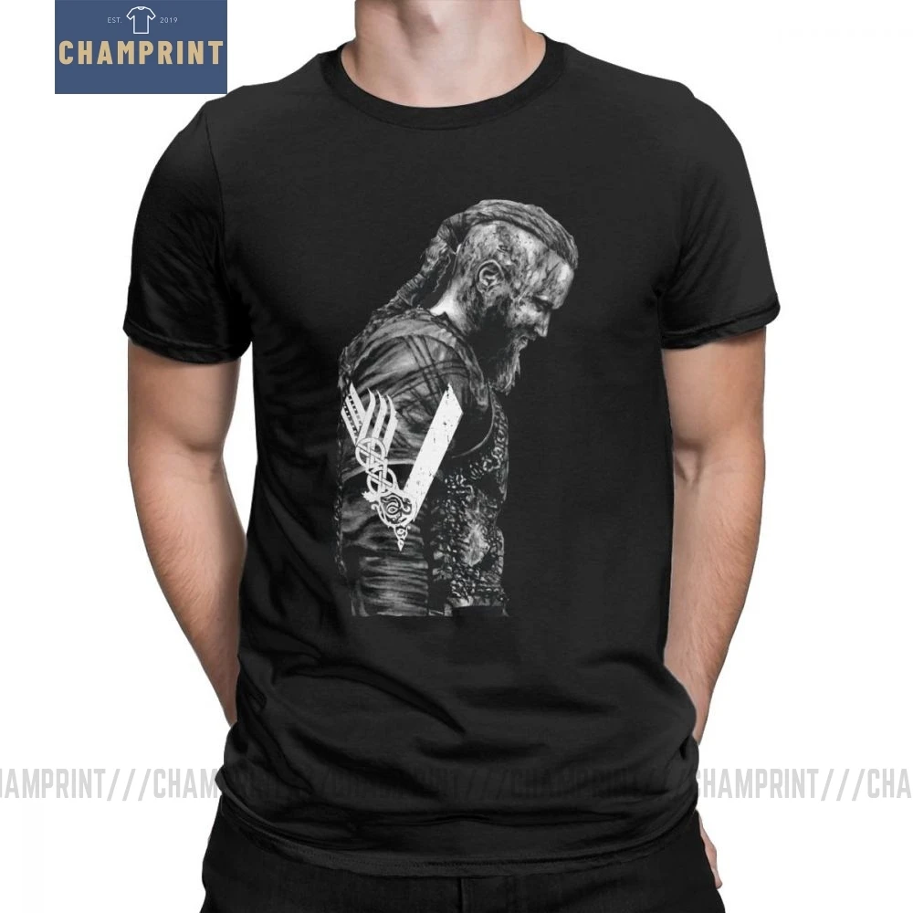 Мужские KIing Ragnar Lothbrok футболка с викингами популярная одежда круглым вырезом и