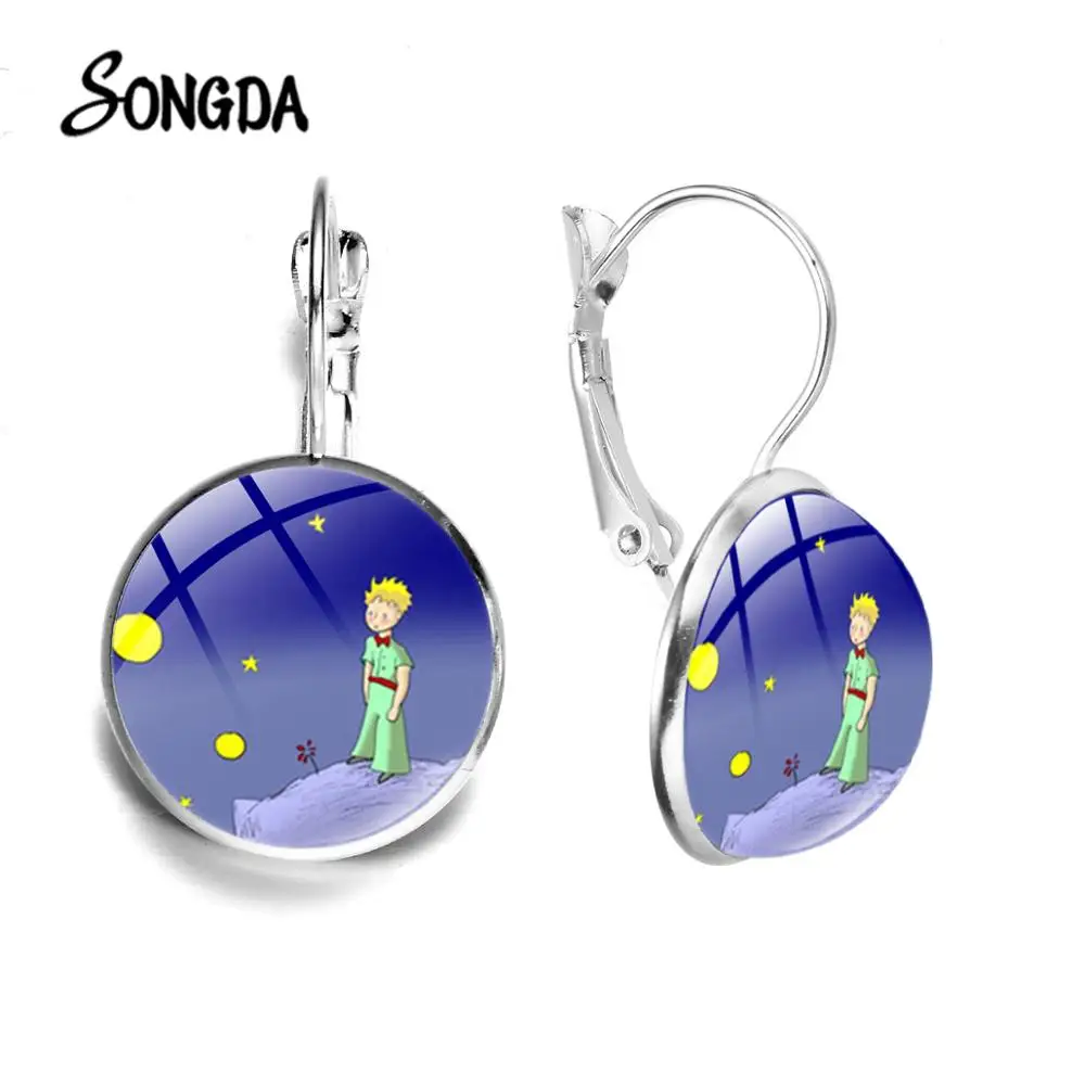 Модные стеклянные серьги Little Prince цветок розы планет художественный плакат