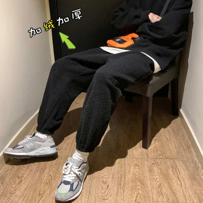 Winter Plus Velvet Thick Lamb Wool Pants Men s Warm Fashion Retro Joggers Casual Pants Men 4