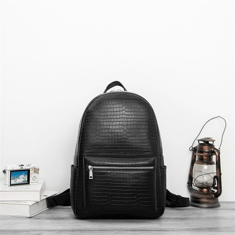 

Backpack Men's crocodile print backpack leisure leisure computer bag printing trend Ins Japanese high school students schoolbag