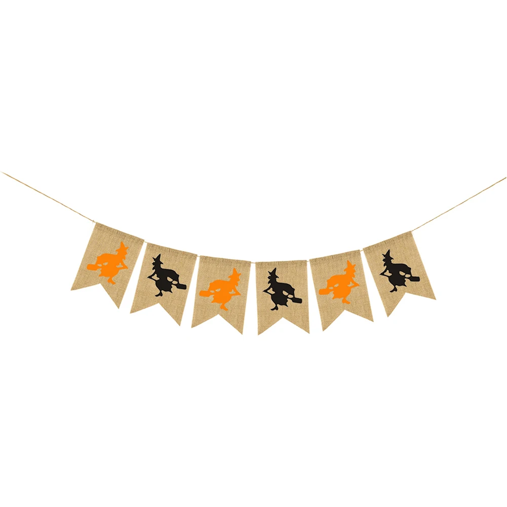 

Ceiling Bunting Happy Halloween Home Banner Linen Flag Garland Party Decor Letters Witcher Holiday DIY Festival Hanging