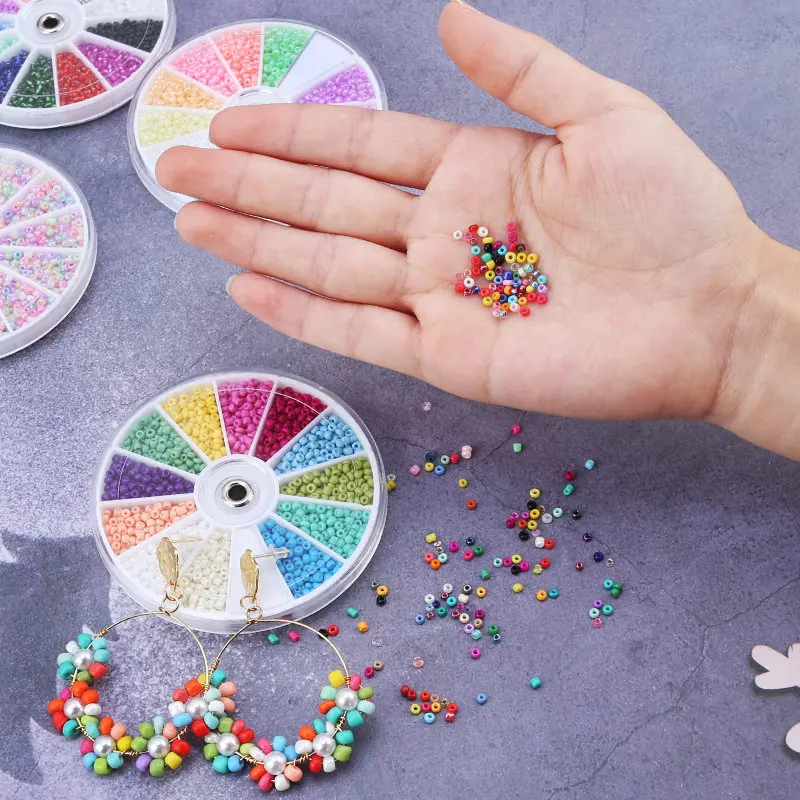 2000pcs/Lot 12Grids Glass Seed Beads Set Charms Jewelry