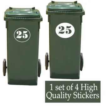 

4 X White Wheelie Bin House Number Stickers Customized Personality Stickers 14cmx16cm