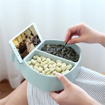 

Creative Shape Bowl Perfect For Seeds Nuts And Dry Fruits Storage Box Candy Holder Plate Dish Organizer with Phone Holder