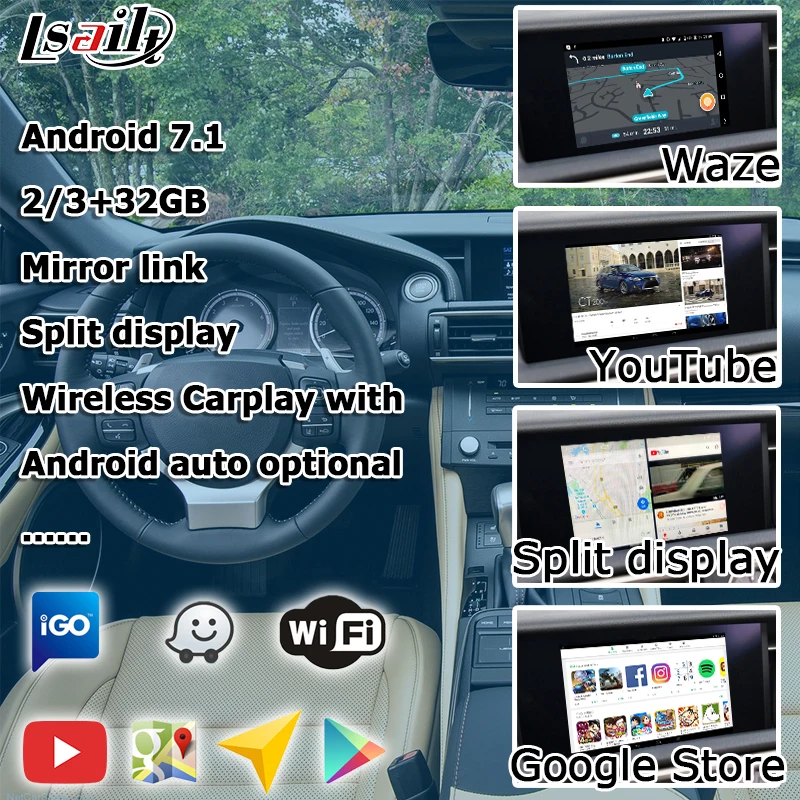 Андроид/carplay навигации коробка для Lexus RCF RC300h RC200t RC300 2013- видео интерфейс 7/10,25 ручка сенсорное управление lsailt