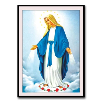 

5D Diamond Painting By Numbers Full Square Religious Series Our Lady Cross Stitch Diamond Mosaic Kits Art Pictures Home Decor