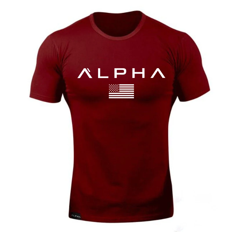 Alpha Спортивная футболка мужская хлопковая Мужская футболка для бега спортивная майка для бодибилдинга и фитнеса облегающая футболка для спортзала - Цвет: picture color