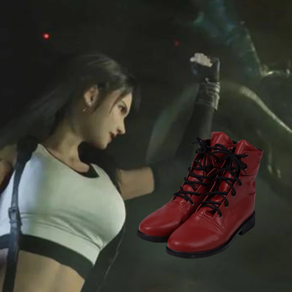 

Manluyunxiao Red Martin Boots Final Fantasy VII Remake Tifa Lockhart Cosplay Shoes Women Costume For Halloween