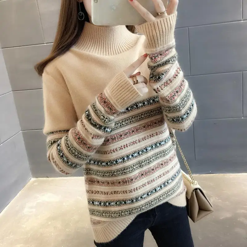 

Fashion 2019 autumn winter Women Knitted turtle-necK Sweater Casual Soft and warm Jumper Fashion Slim Femme Elasticity Pullover