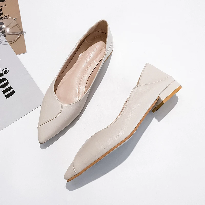 Elegant Office Shoes Ladies Pointed Toe Flats Women Fashion Vintage Shoes Autumn Shoes Women New Slip On Slides Shoes Women