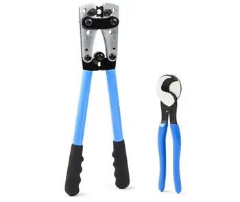 

Wire Crimper Battery Cable Crimping Tool for 0, 2, 4, 6, 8, 10 AWG Cable Lug Crimper with Cable Cutter