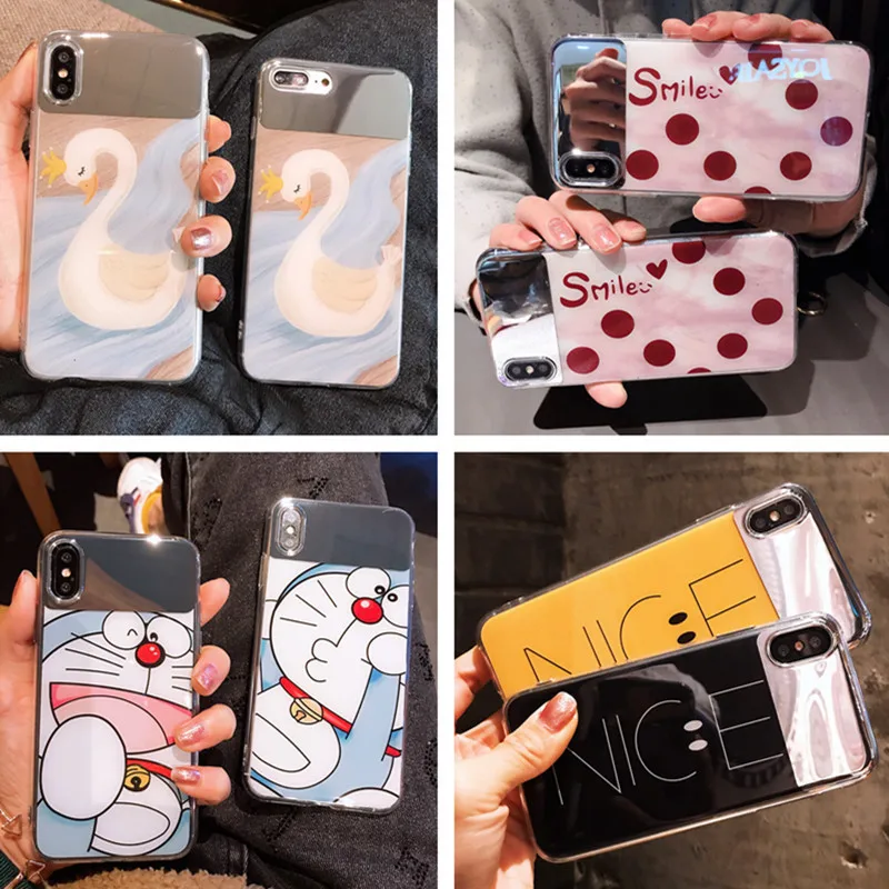 

Personalized cartoon glossy laser gradient mirror phone case for iPhoneX XS XR XSMax 8 76 6S PluS silicone drop protection cover