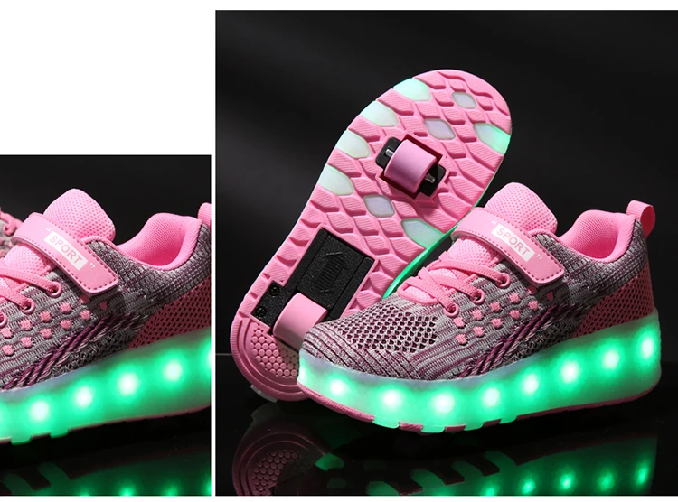 Heelies USB зарядка светодиодный Красочные Дети Мода кроссовки с два колеса роликовые коньки обувь для мальчиков и девочек