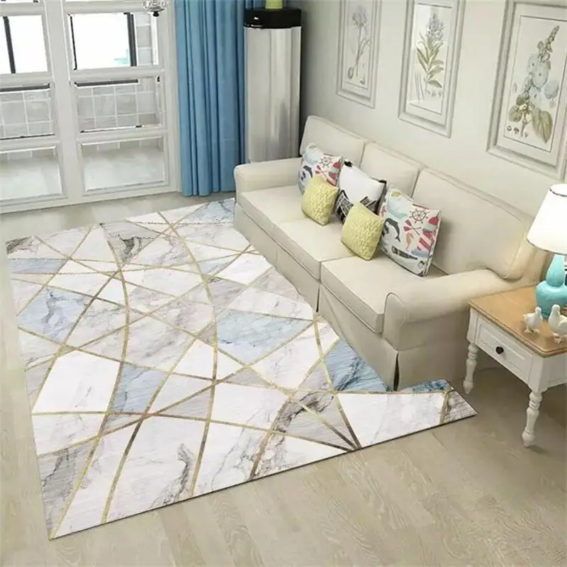 Современные ковры в скандинавском стиле с абстрактным серым золотым узором, бархатные ковры для гостиной, спальни - Цвет: 39