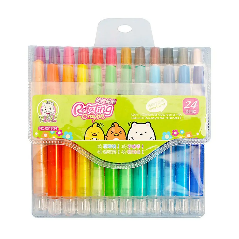 

Children's Rotating Crayons Cartoon 18 Colors 12 Colors 24 Colors Oil Pastel Painting Pen Crayons for Kids
