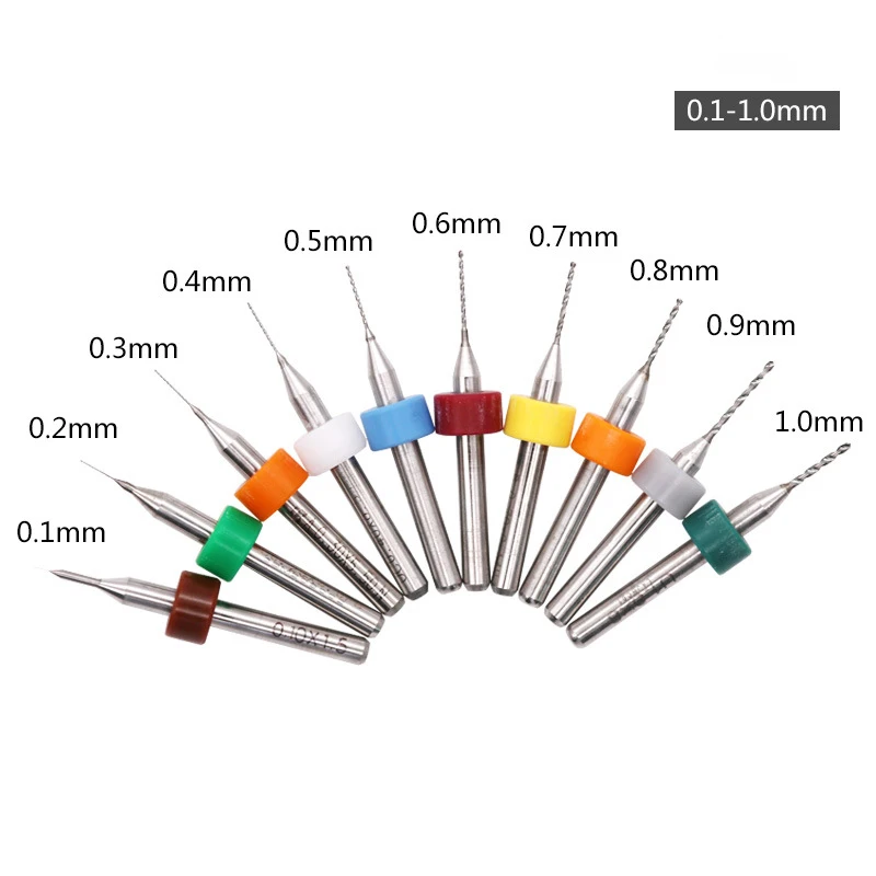Waveway 10pcs 0.1mm-1.2mm Import Carbide PCB Drill Bits Print Circuit Board Mini CNC Drilling Bit Set