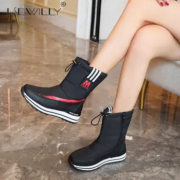 

Lsewilly russian warm fur snow boots ladies platform boots waterproof winter plush thick fur wedges heels skating shoes hiking