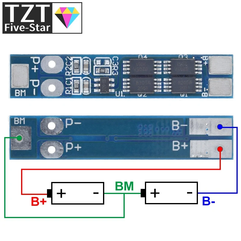 1/3/5 Stück 2S 7,4V 8A Li-Ion 18650 Lithium-Akku-Ladeschutzplatine 8,4V Überstrom- und Überladungs-/Tiefentladungsschutz – Detail 5