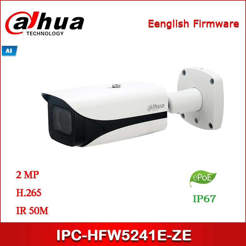 DAHUA IP Camera DH-IPC-HFW5241E-ZE 2MP WDR IR Bullet AI Network Camera 2.7 mm-13.5 mm motorized lens with ePOE