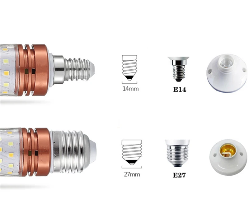 Без мерцания E27 светодиодный светильник 12 Вт 16 Вт SMD2835 AC85-265V E14 светодиодная лампочка Кукуруза лампы Люстра в форме свечи светильник для украшения дома