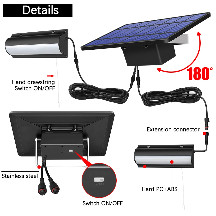 Upgraded Solar Pendant Lights Outdoor Indoor Auto On Off Solar Lamp for Barn Room Balcony Chicken With Pull Switch And 3m Line