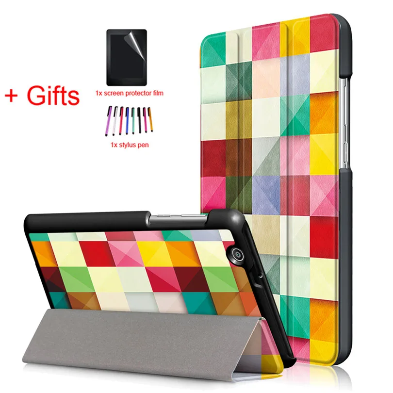 Ультра тонкий чехол для huawei MediaPad T3 7,0 3g BG2-U01 7-дюймовый планшетный чехол-книжка из искусственной кожи Подставка Funda защитный чехол+ Защитная пленка на экран+ подставка для ручек - Цвет: HLF