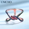 UMCHO Genuine 925 Sterling Silver Double Circle Ring for Woman Sterling Silver Jewelry Wedding Engagement Gift Fine Jewelry ► Photo 3/6